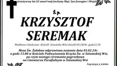 Zmarł Krzysztof Seremak. Miał 65 lat.