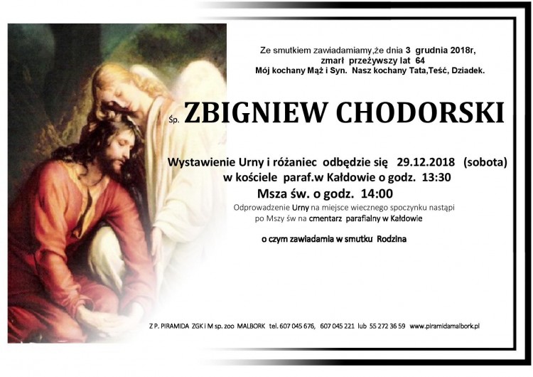 Zmarł Zbigniew Chodorski. Żył 64 lata.