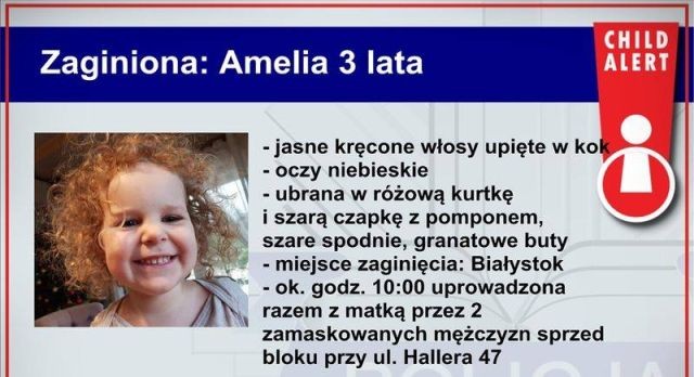 Poszukiwana 3-letnia Amelka i jej mama. Policja prosi o pomoc. Udostępnij