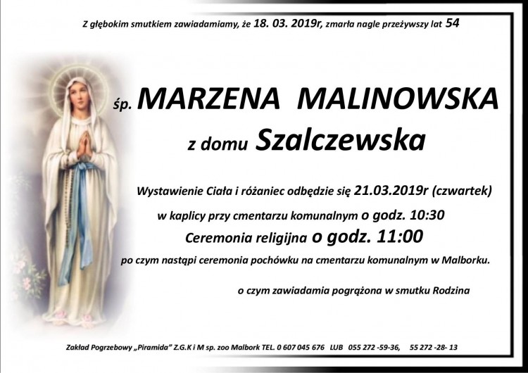Zmarła Marzena Malinowska. Żyła 54 lata.