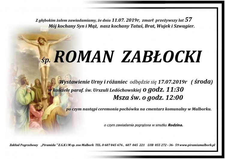 Zmarł Roman Zabłocki. Żył 57 lat.