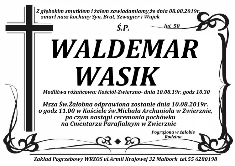 Zmarł Waldemar Wasik. Żył 50 lat.