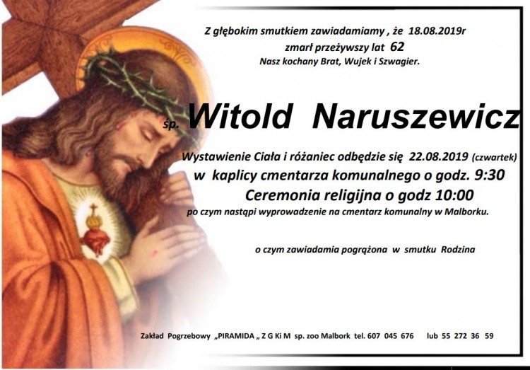 Zmarł Witold Naruszewicz. Żył 62 lata.