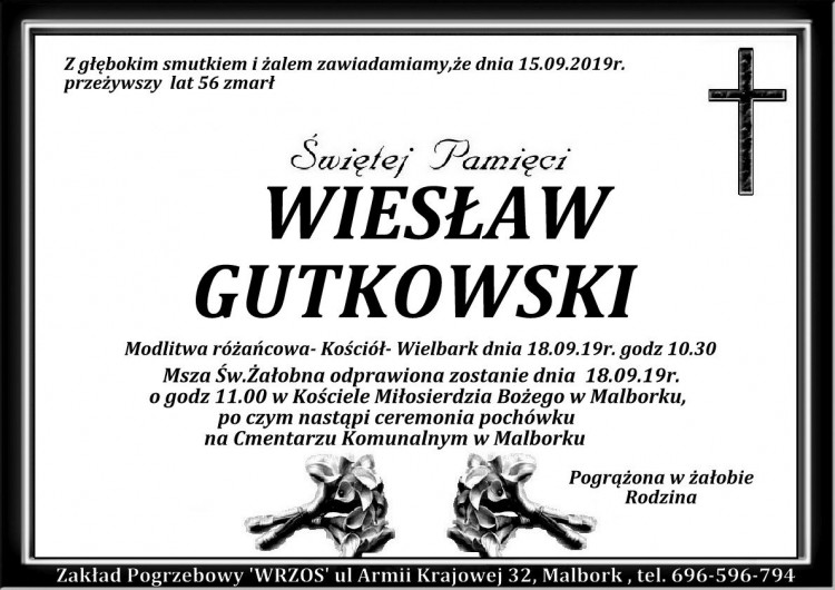 Zmarł Wiesław Gutkowski. Żył 56 lat