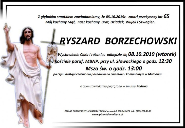 Zmarł Ryszard Borzechowski. Żył 65 lat.