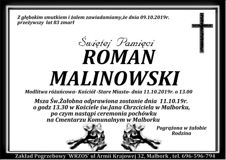 Zmarł Roman Malinowski. Żył 83 lata.