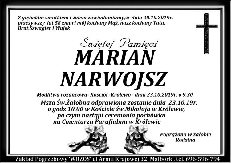 Zmarł Marian Narwojsz. Żył 58 lat