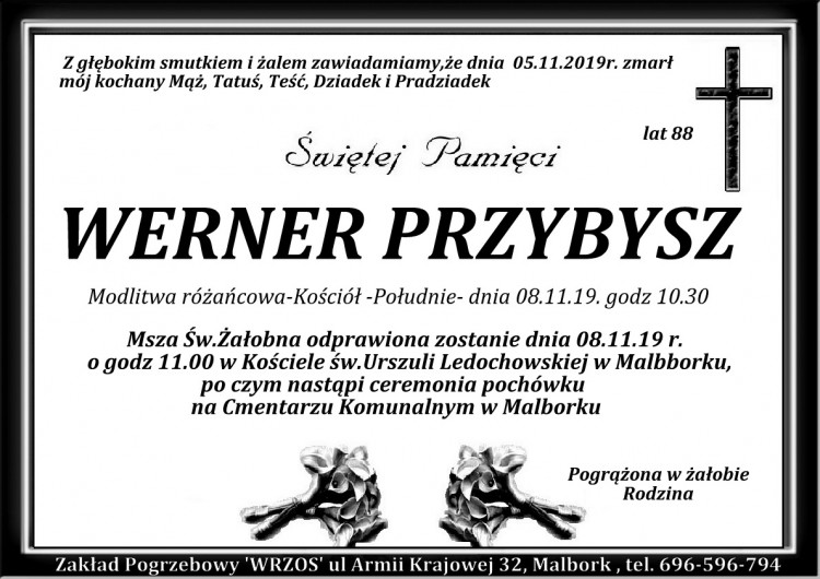 Zmarł Werner Przybysz. Żył 88 lat.