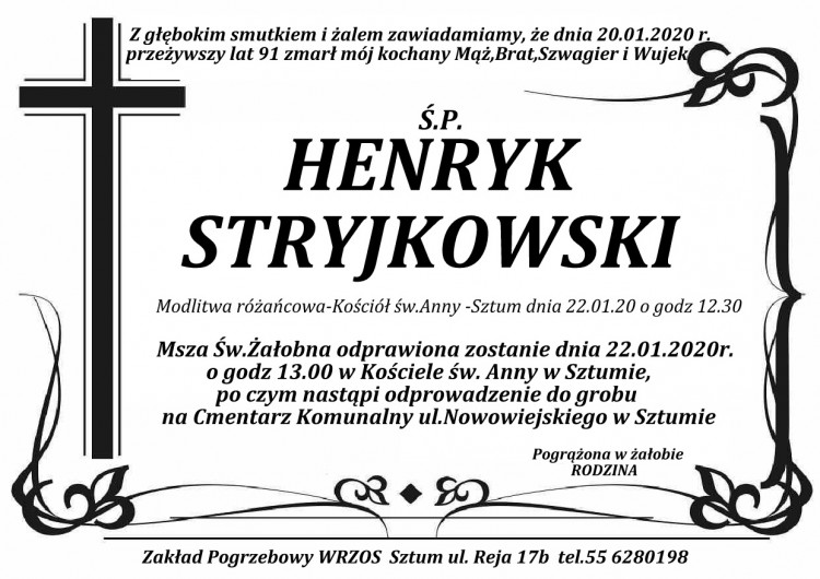 Zmarł Henryk Stryjkowski. Żył 91 lat.
