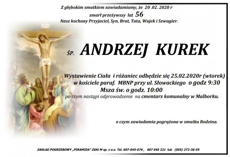 Zmarł Andrzej Kurek. Żył 56 lat.