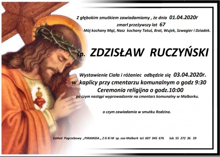 Zmarł Zdzisław Ruczyński. Żył 67 lat.