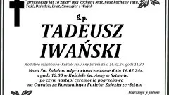 Zmarł Tadeusz Iwański. Miał 78 lat.