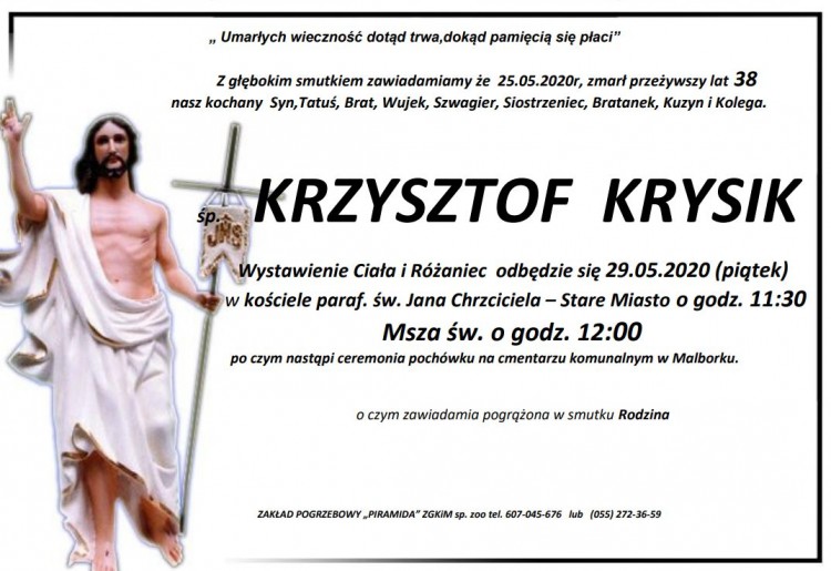 Zmarł Krzysztof Krysik. Żył 38 lat.