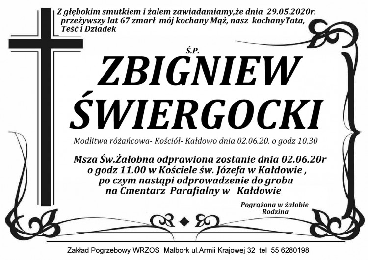 Zmarł Zbigniew Świergocki. Żył 67 lat.