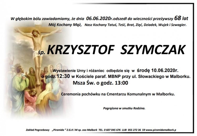 Zmarł Krzysztof Szymczak. Żył 68 lat.